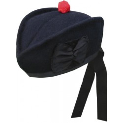 Black Glengarry Hat with White / Red / Black Dicing